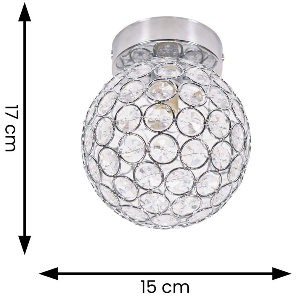 ValueLights Ella Chrome Sphere Globe Jewel LED Flush Ceiling Light Image 7