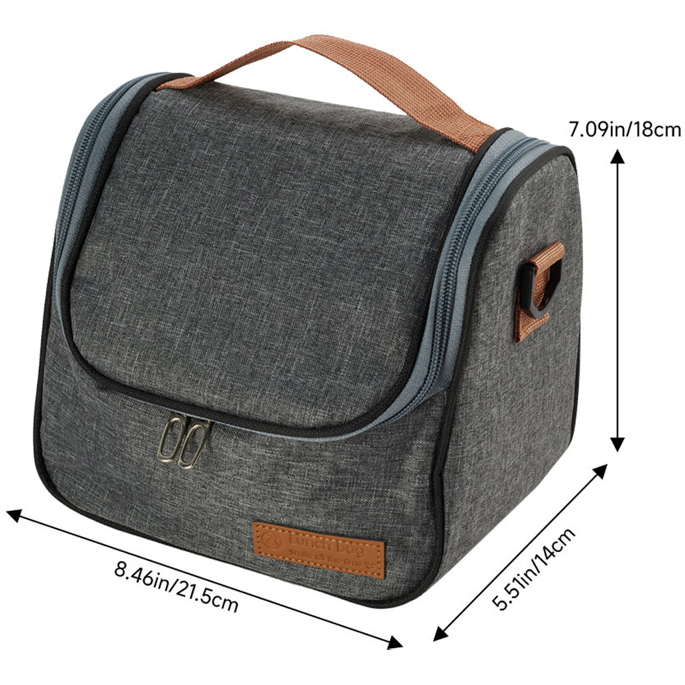 Living and Home Grey Oxford Cloth Portable Insulated Lunch Bag Image 8