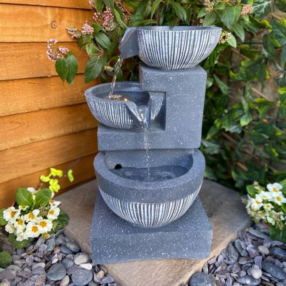 Tranquillity 3 Bowl Pour Mains Powered LED Water Feature Image 2