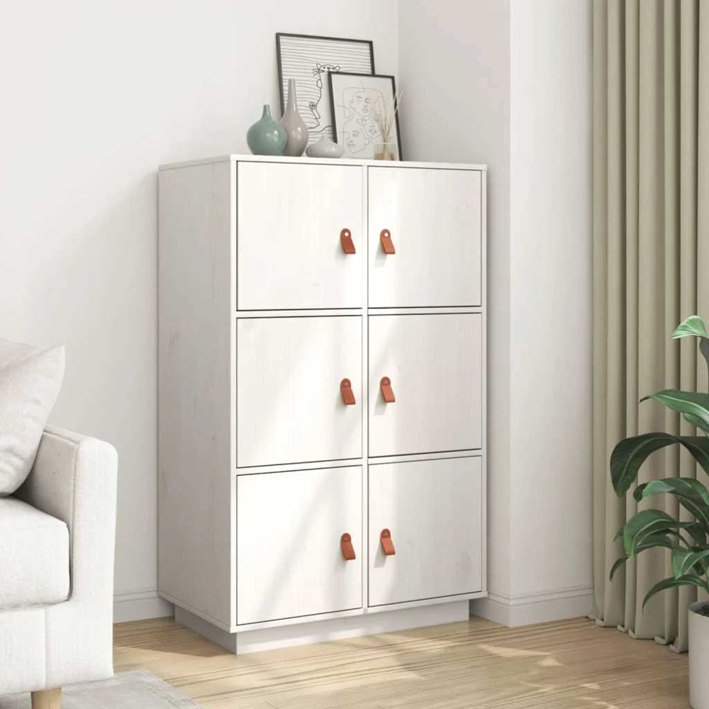 vidaXL 6 Door White Solid Pine Wood Highboard Image 8