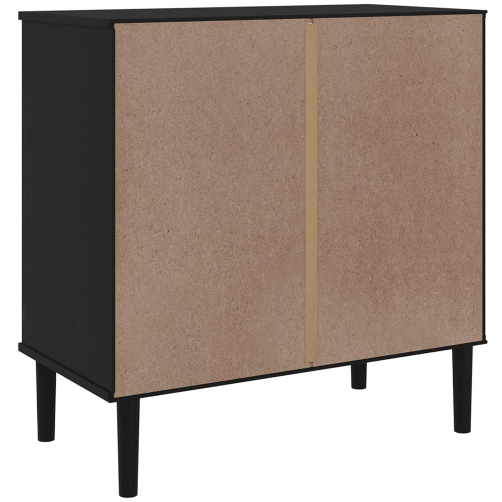 vidaXL 2 Drawer Single Shelf Black Rattan Look Wooden Sideboard Image 8