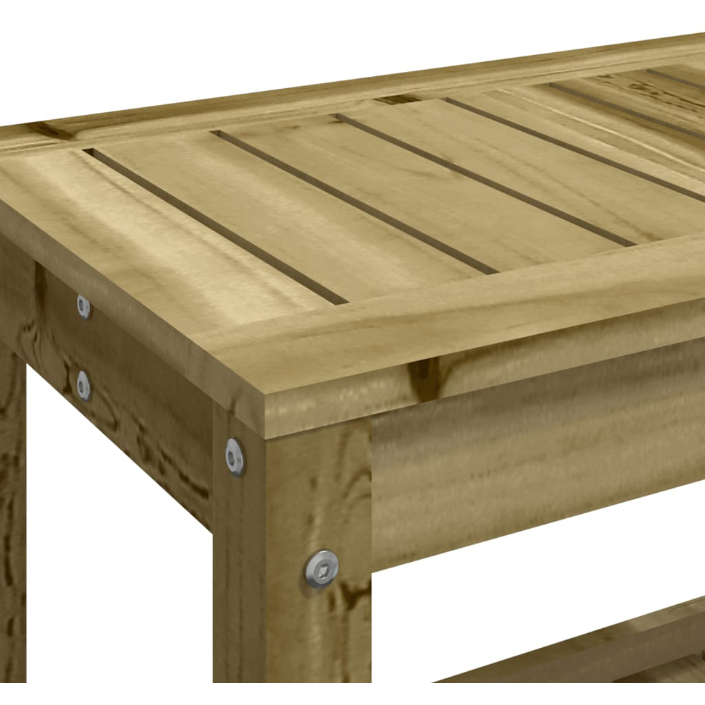 vidaXL Natural Impregnated Pine Wood Slatted Garden Bench with Shelf 108 x 35 x 45cm Image 7