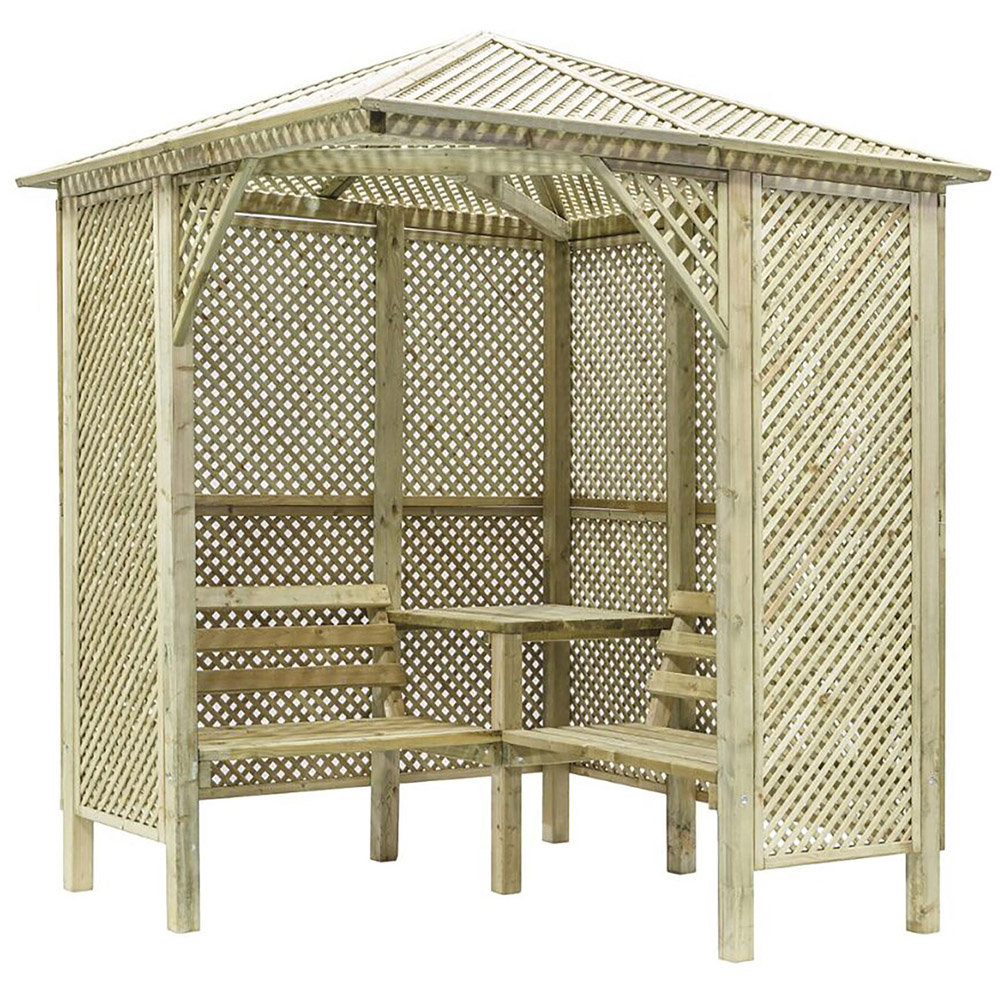 Shire Valencia 4 Seater 6 x 6ft Corner Pressure Treated Arbour Image 4