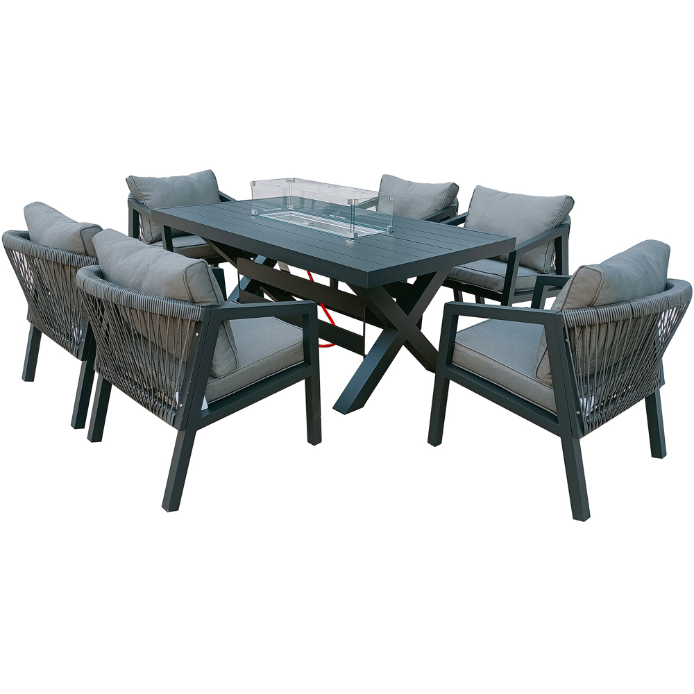 Furniture One 6 Seater Grey Aluminium Firepit Garden Dining Set Image 3