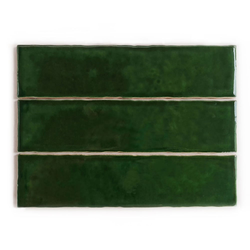 Top Ceramics Metro Bottle Green Gloss Flat Bumpy Ceramic Wall Tile 75 x 300mm 1 sqm Image 2