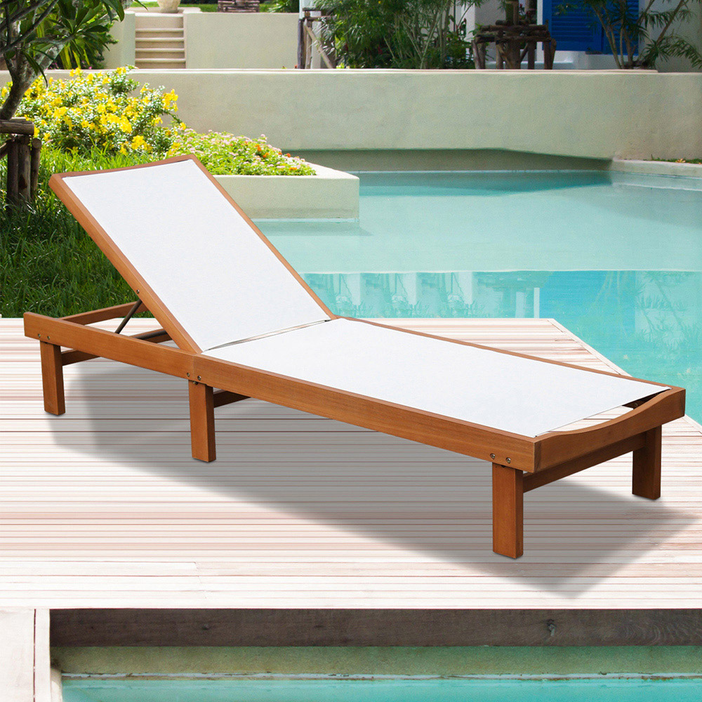 Costway White 5 Level Adjustable Sun Lounger Image 1