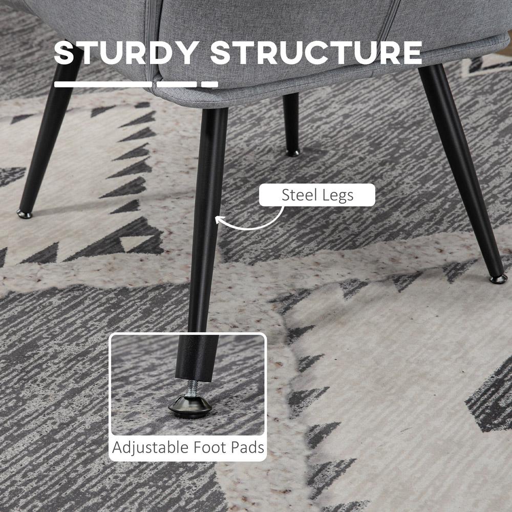 Portland Light Grey Armchair with Footstool Image 6