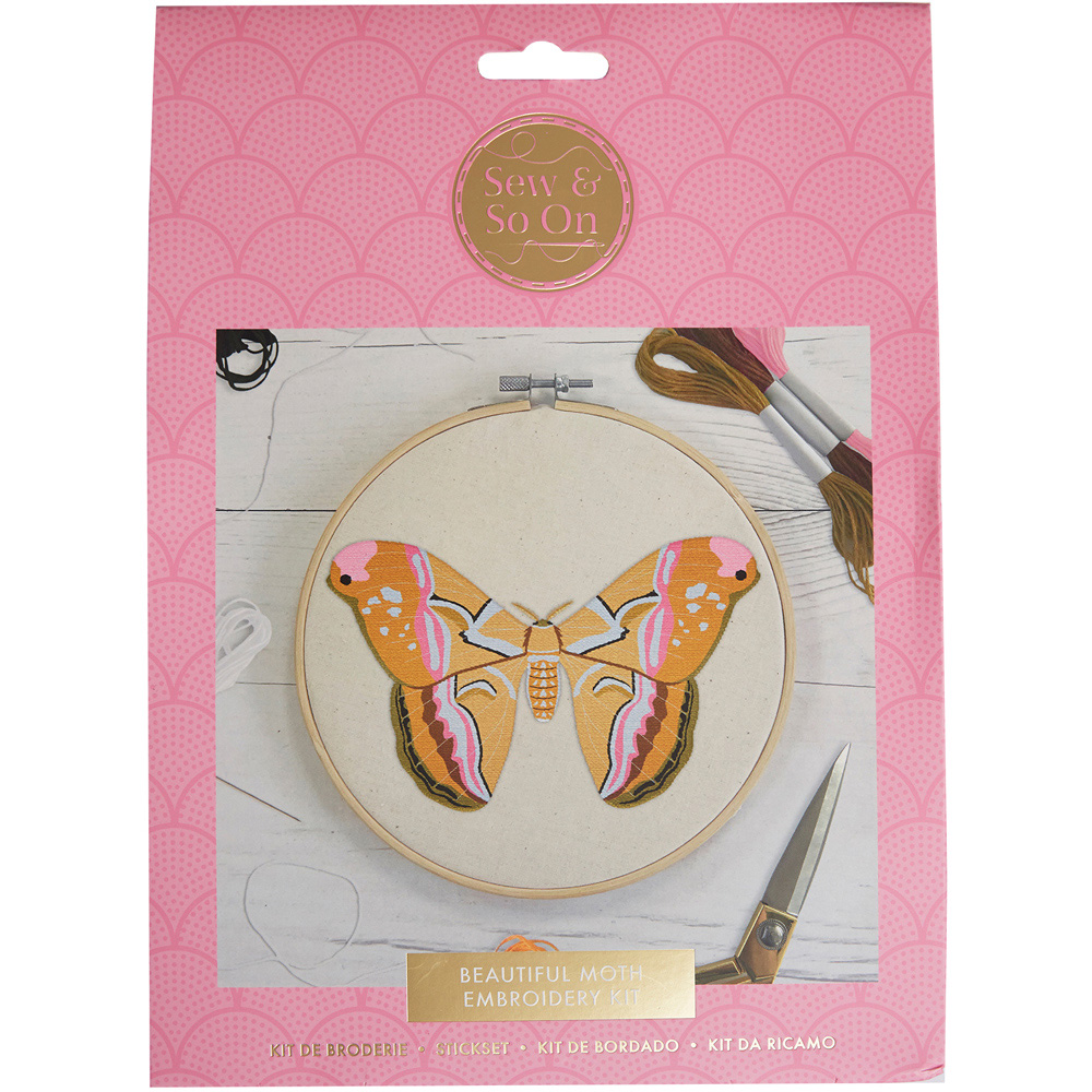 Sew & So On Beautiful Moth Embroidery Hoop Decoration Craft Kit Image 4