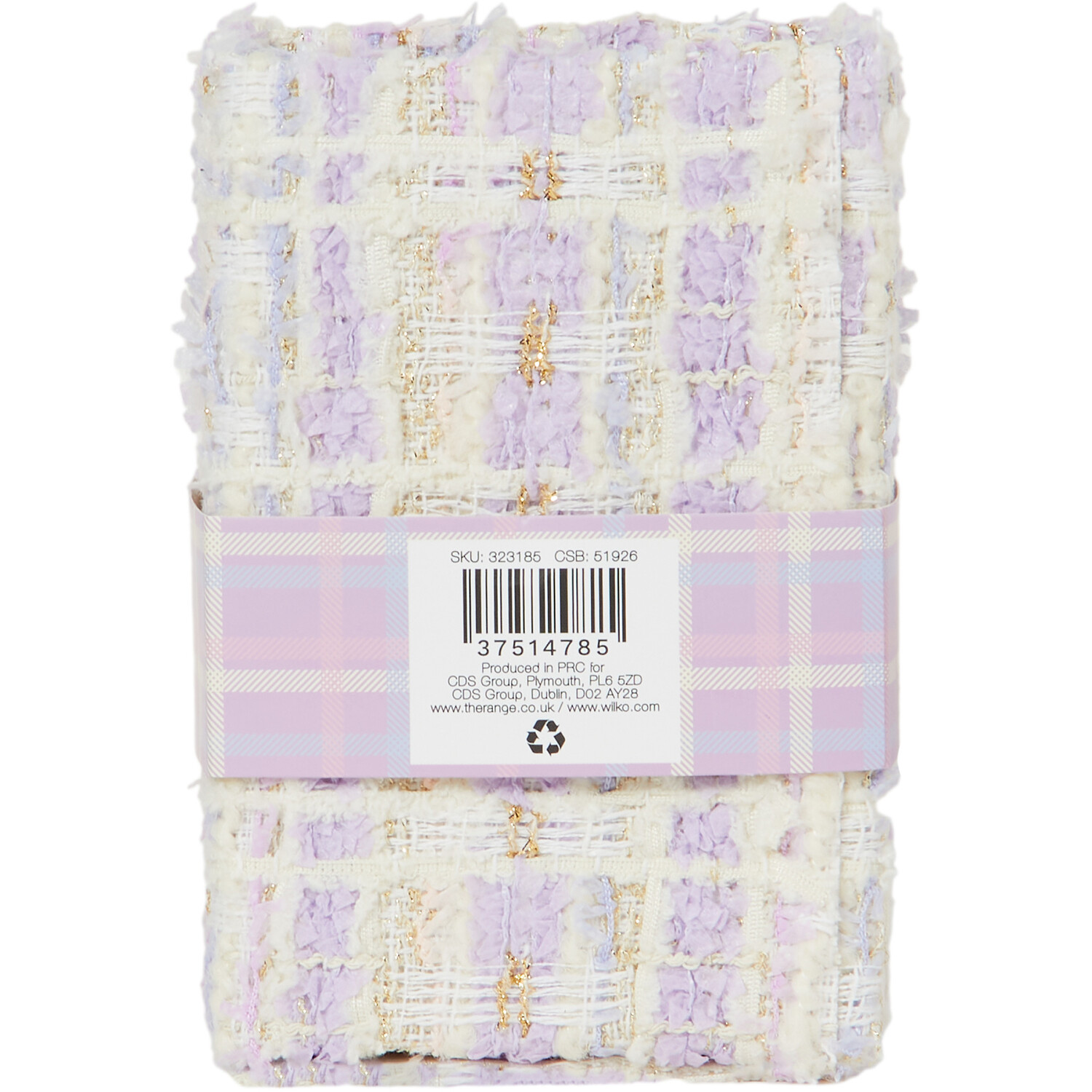Lilac Check Fabric Pen Pot - Purple Image 3