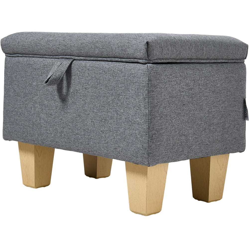 Living and Home Dark Grey Linen Storage Ottoman with Lift-Up Lid Image 2
