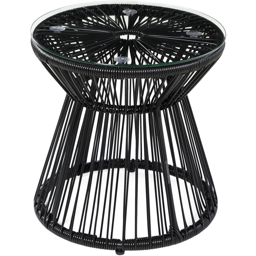 Outsunny Black Rattan Round Coffee Table Image 2
