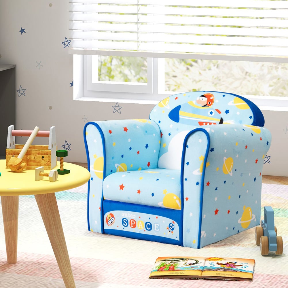 Costway Blue Space Kids Armchair Image 3