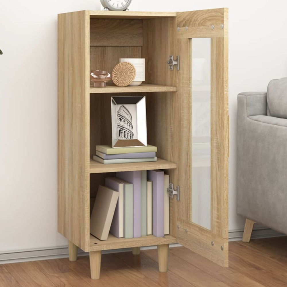 vidaXL Single Glass Door Sonoma Oak Sideboard Image 1