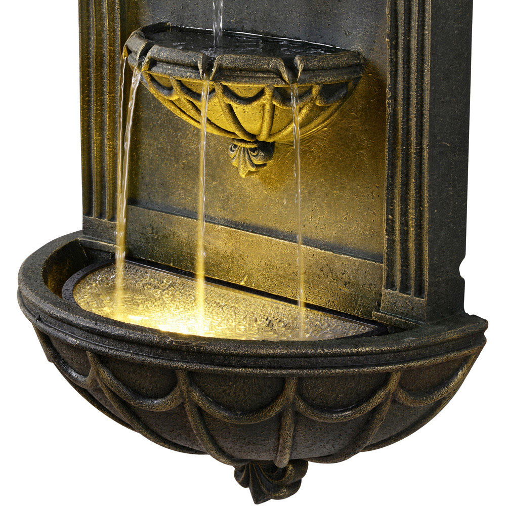 Teamson Home 2-Tier Black and Gold Fleur-De-Lis Wall Water Fountain 81cm Image 4