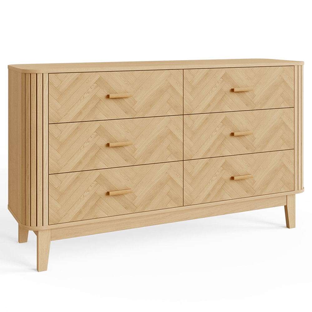 GFW Axel 6 Drawer Oak Chevron Pattern Chest of Drawers Image 2