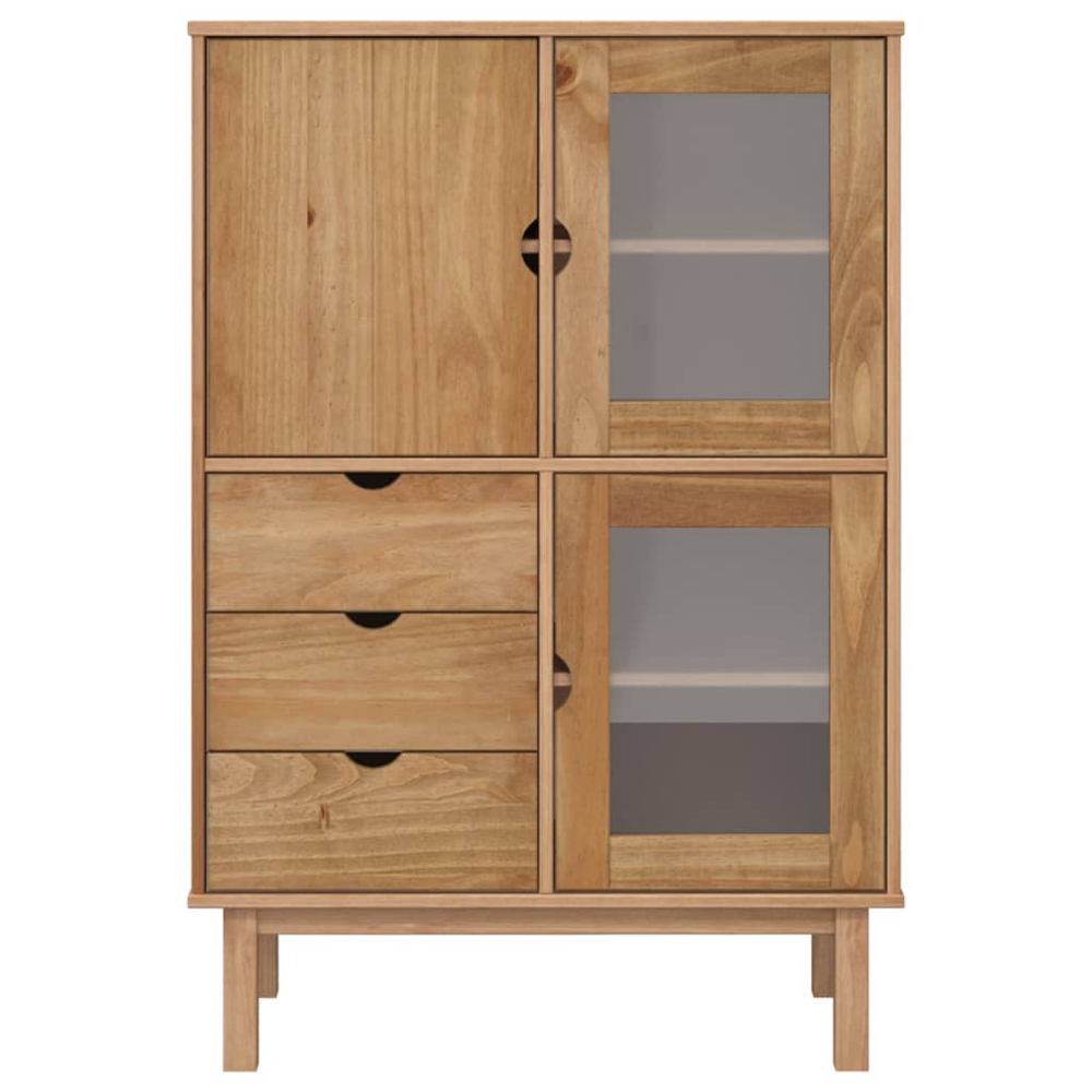 vidaXL Otta 3 Door 3 Drawer Brown Solid Pine Wood Highboard Image 3