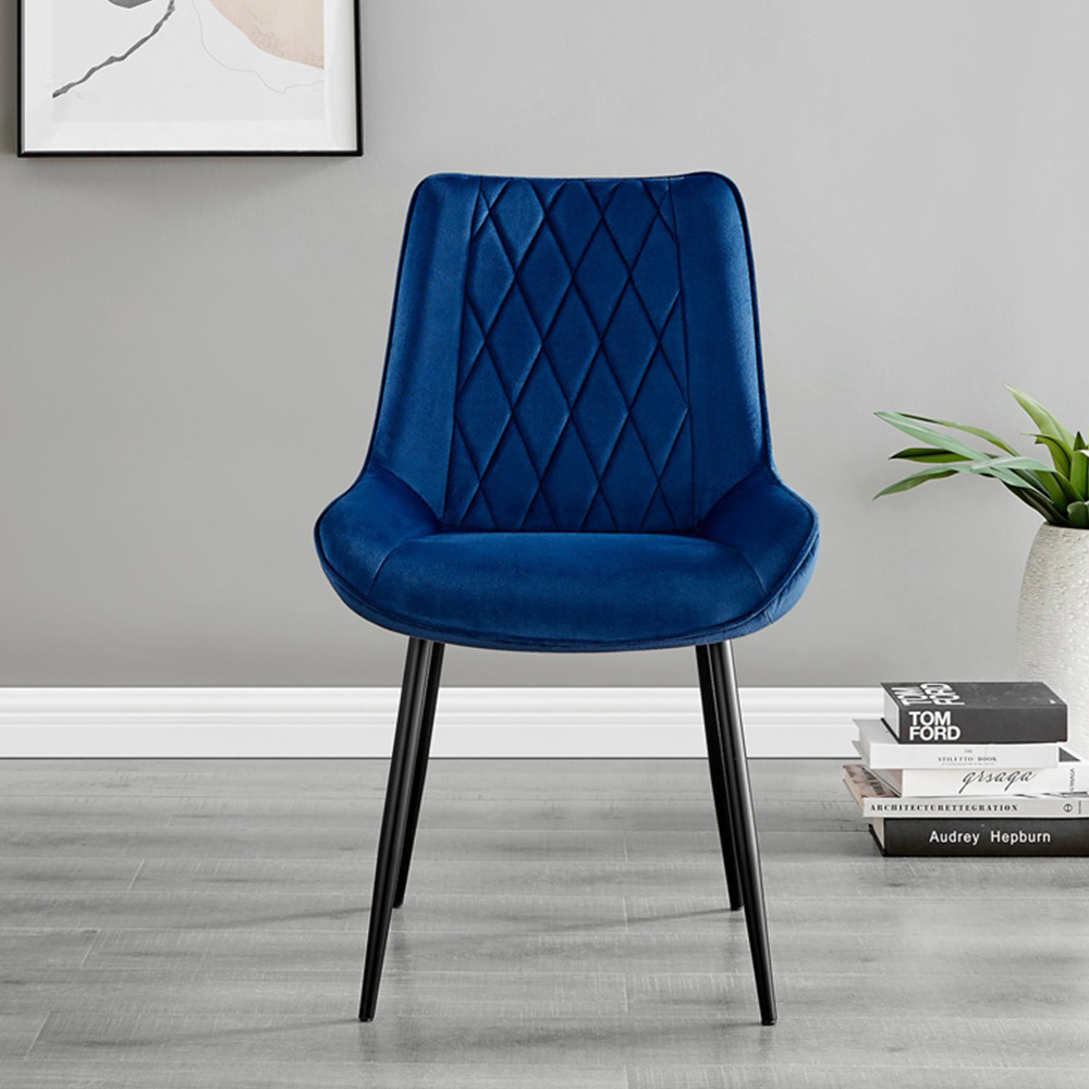 Furniturebox Arona Cesano Concrete Effect 6 Seater Round Dining Set Grey Black and Navy Image 3