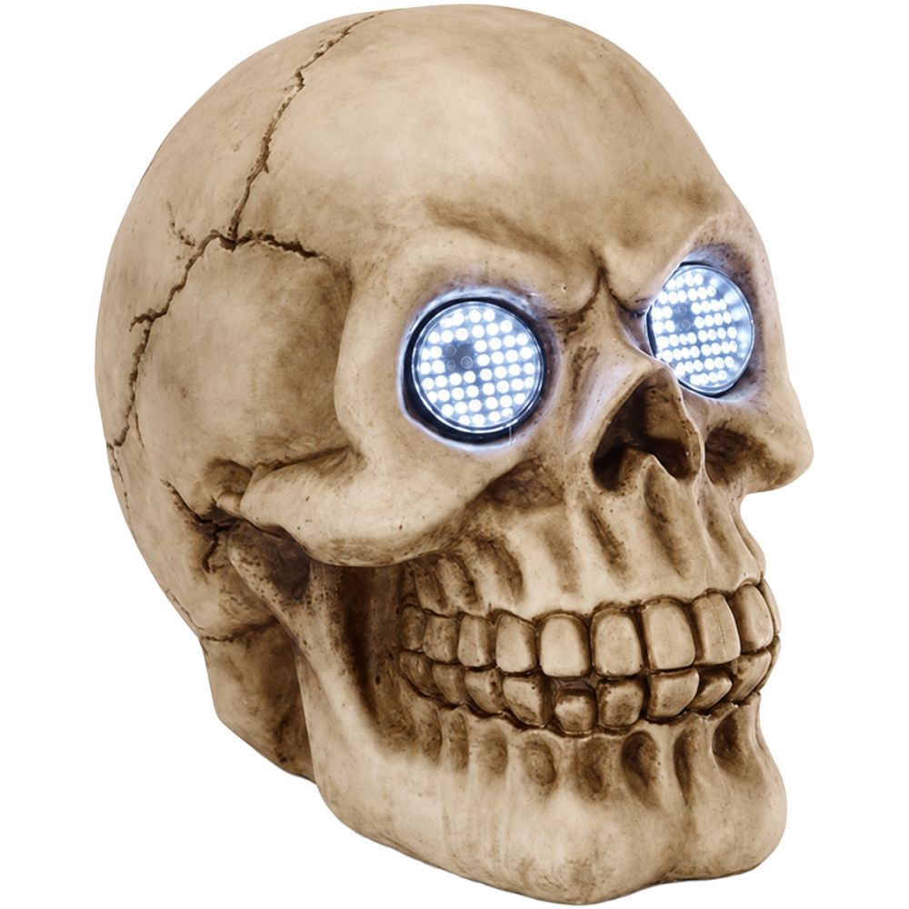 Marco Paul Animated Blinking Skull Outdoor Halloween Ornament with LED Eyes Image 1
