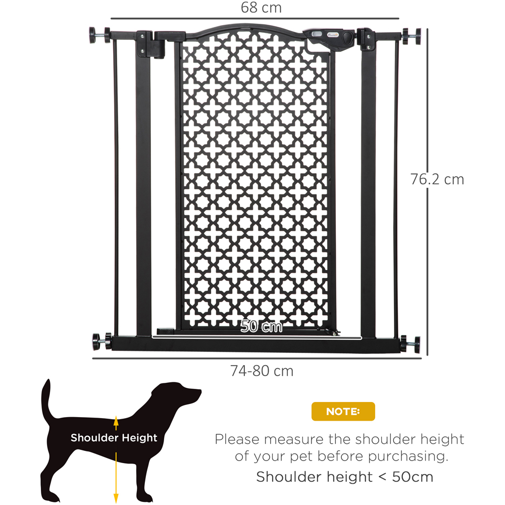 PawHut Black 74-80cm Stair Pressure Fit Pet Safety Gate with Double Locking Image 7