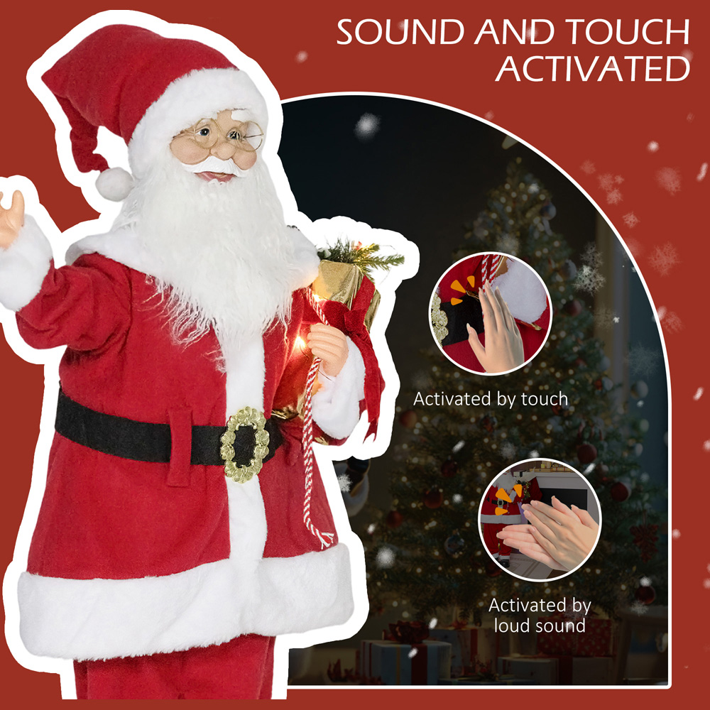 Everglow Life Size Animated Santa Claus with Sound Activated and LEDs 3 ...