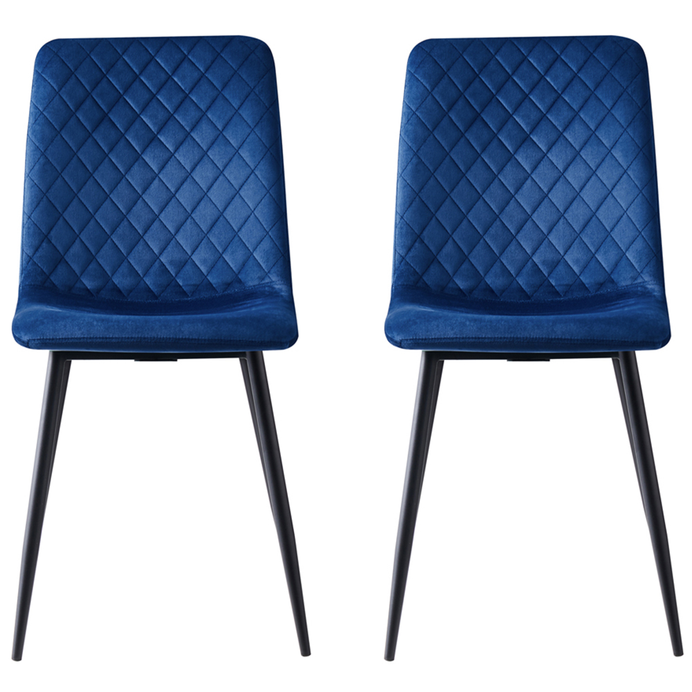 Lexi Set of 4 Blue Velvet Fabric Dining Chairs Image 3