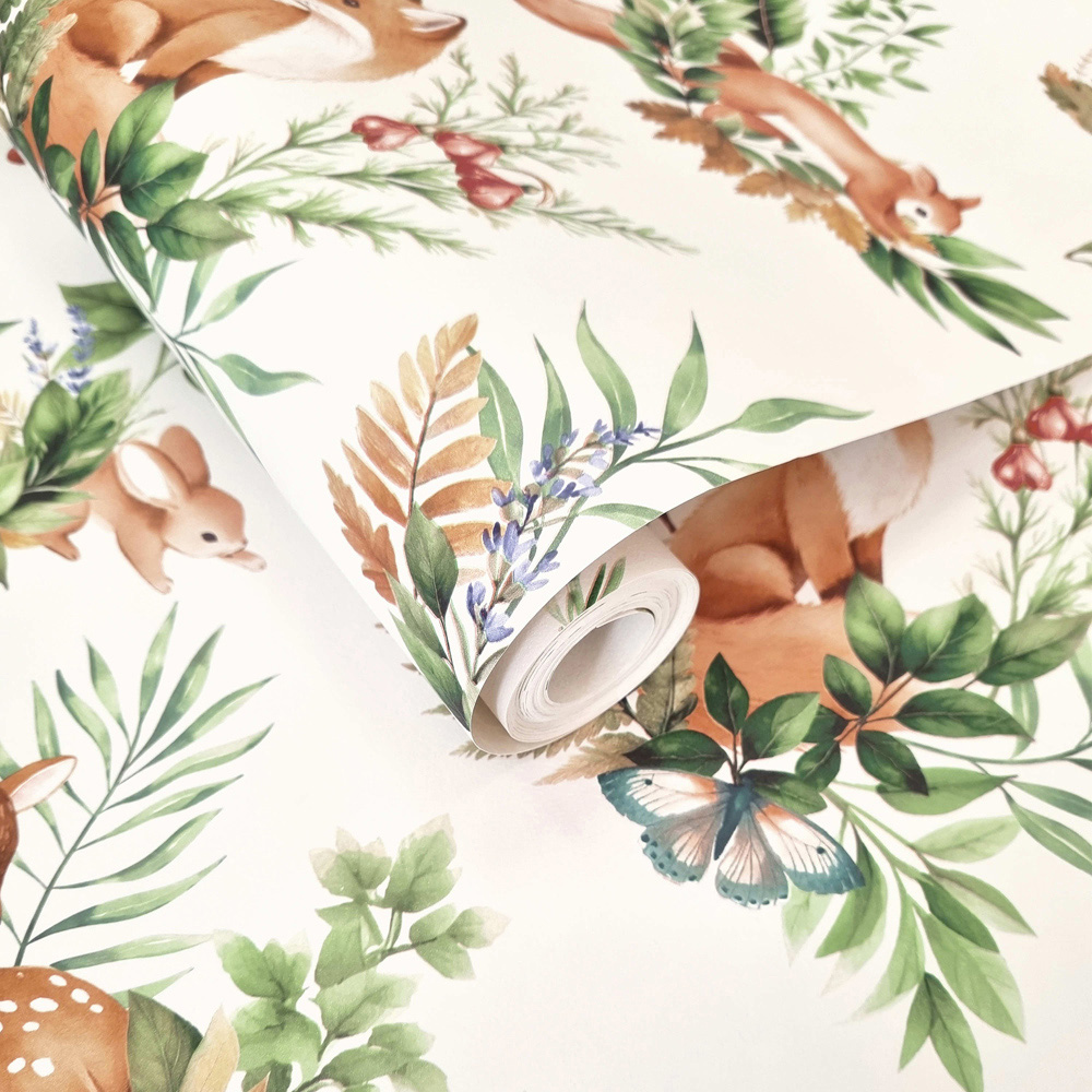 Holden Decor Forest Friends Cream Wallpaper Image 2