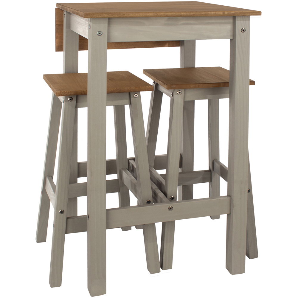 Core Products Corona 2 Seater Drop Leaf Breakfast Table Set Linea Grey Image 5