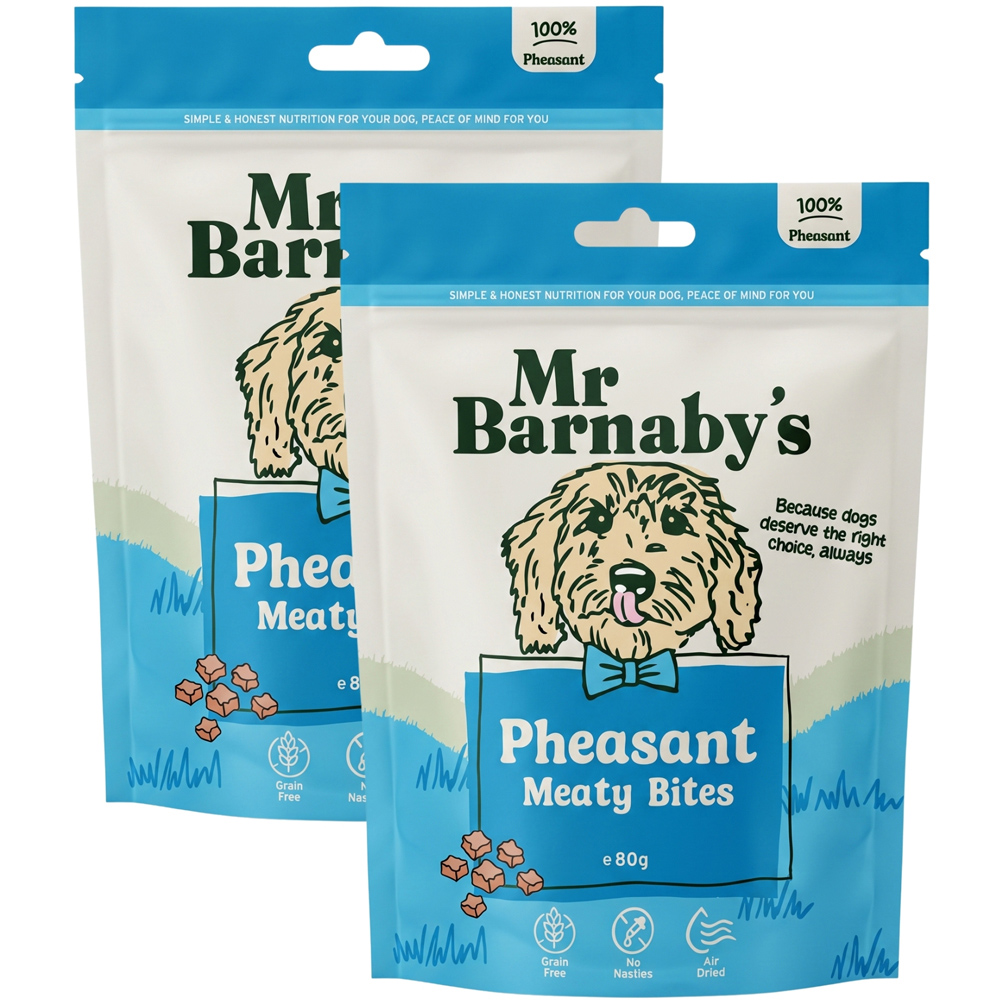 Mr Barnaby's Pheasant Meaty Bites Dog Treats 80g 2 Pack Image 1