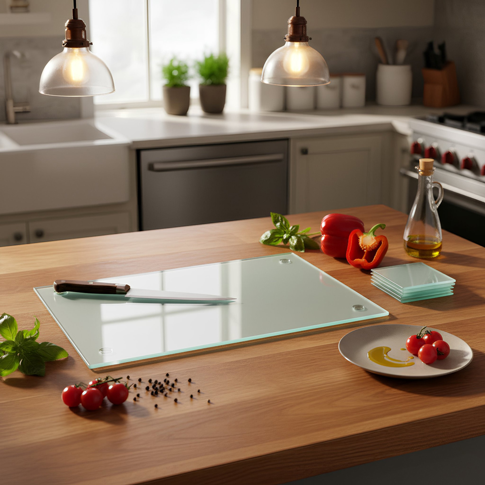 Harbour Housewares Glass Kitchen Chopping Board 50 x 40cm Image 4