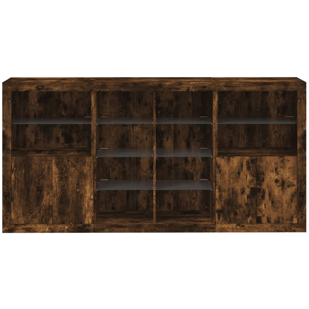 vidaXL 4 Door 12 Shelf Smoked Oak Sideboard with LED Lights Image 4