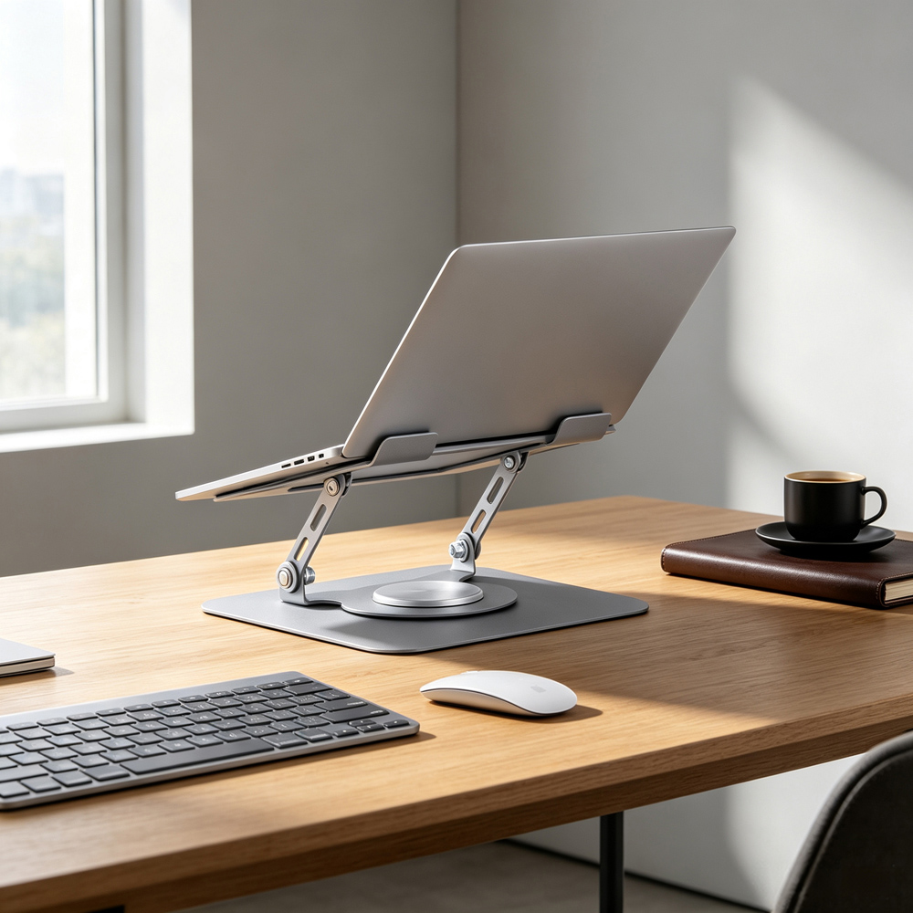 Living and Home Grey Adjustable Laptop Stand with Rotating Dual Arm Image 7