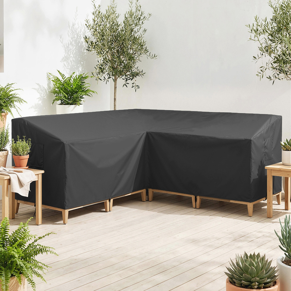 Outsunny Black V-Shaped Waterproof Anti-UV Sectional Sofa Cover 216 x 216 x 78cm Image 4