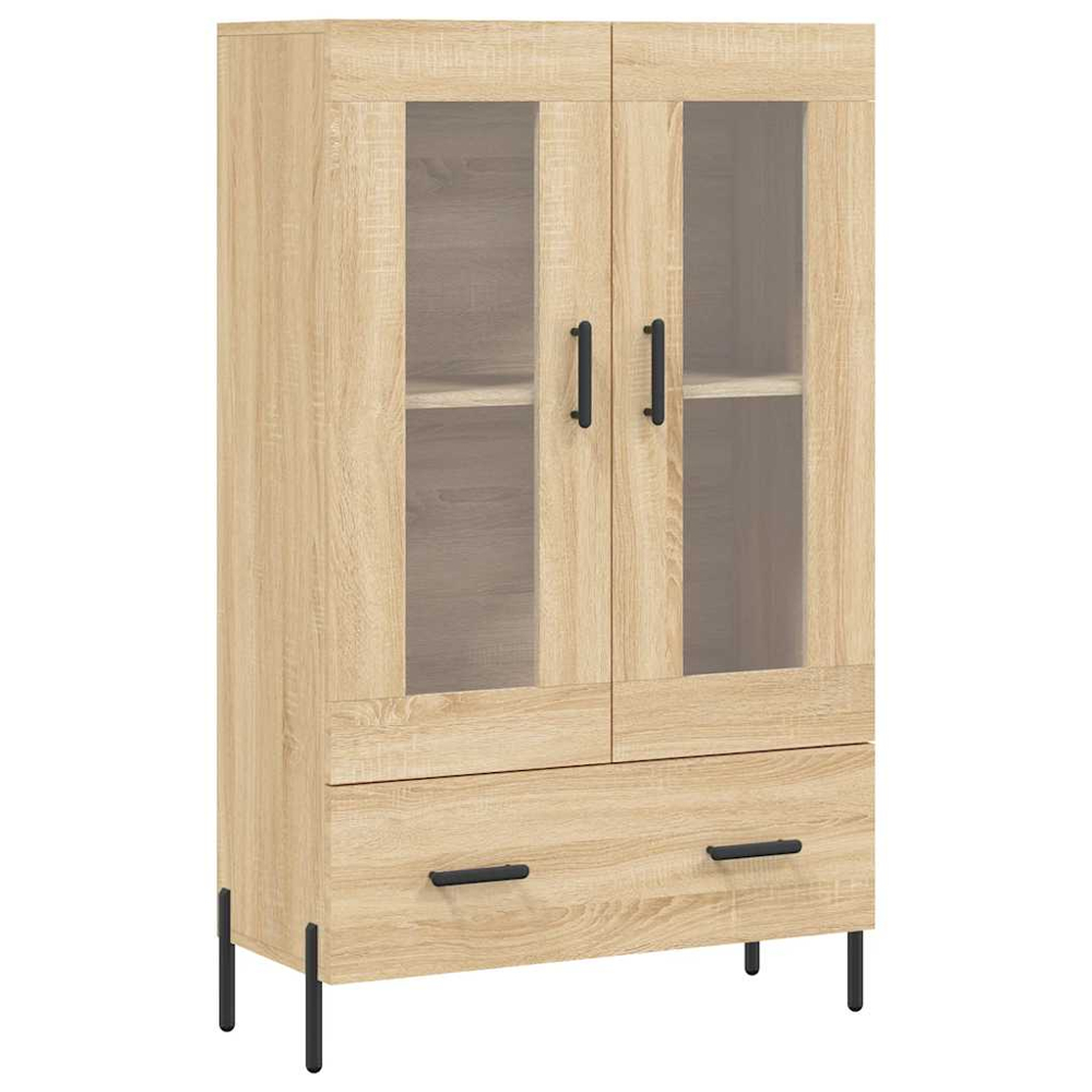 vidaXL 2 Glass Door Single Drawer Sonoma Oak Highboard Image 2