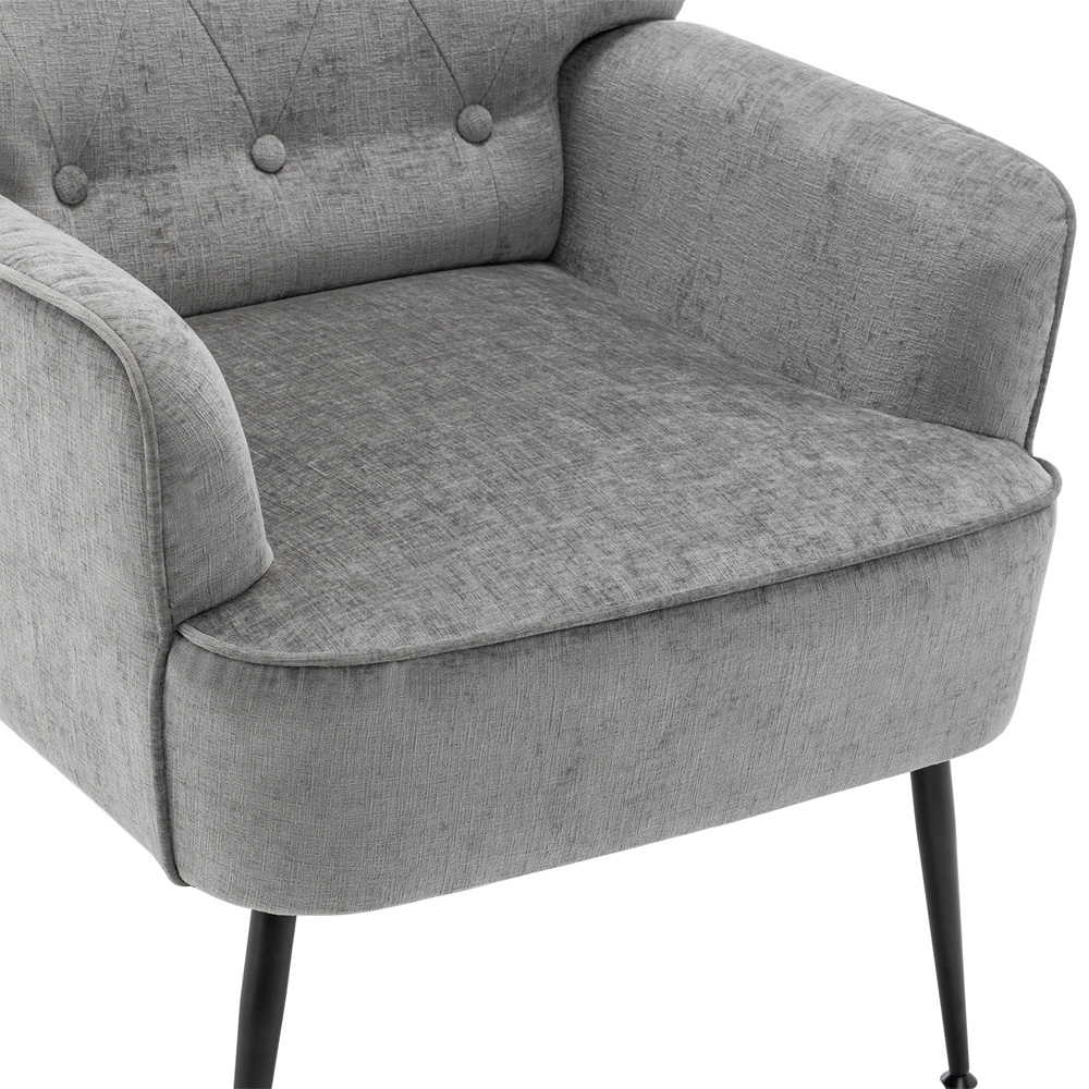 Living and Home Grey Chenille Upholstered Leisure Chair with Armrests Image 4