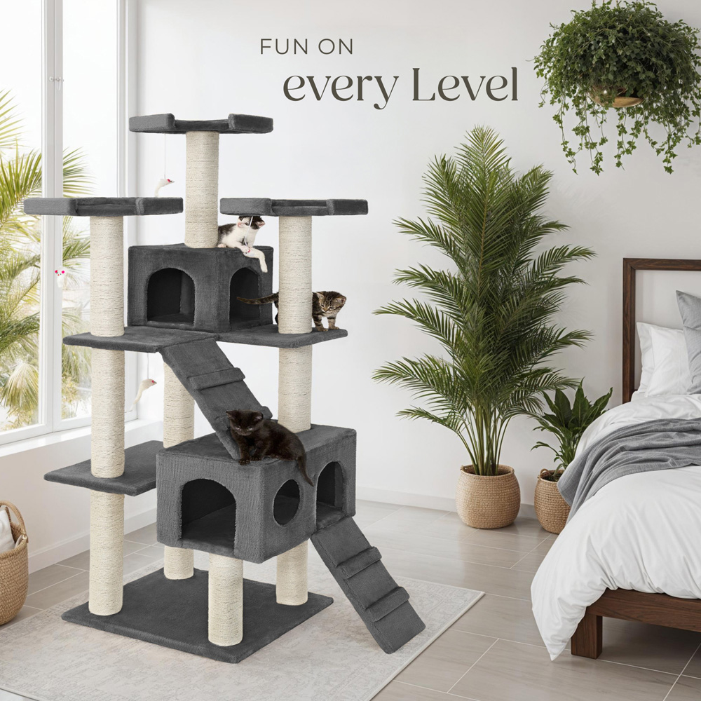 tectake Knuti Anthracite Cat Tree with Scratching Post 186cm Image 8