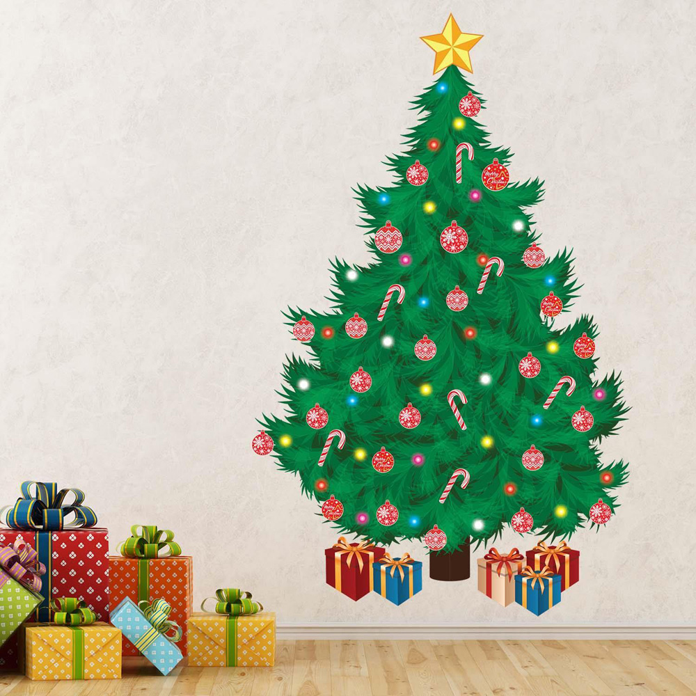 Walplus Traditional Christmas Tree Self Adhesive Wall Stickers 39 Piece Image 2