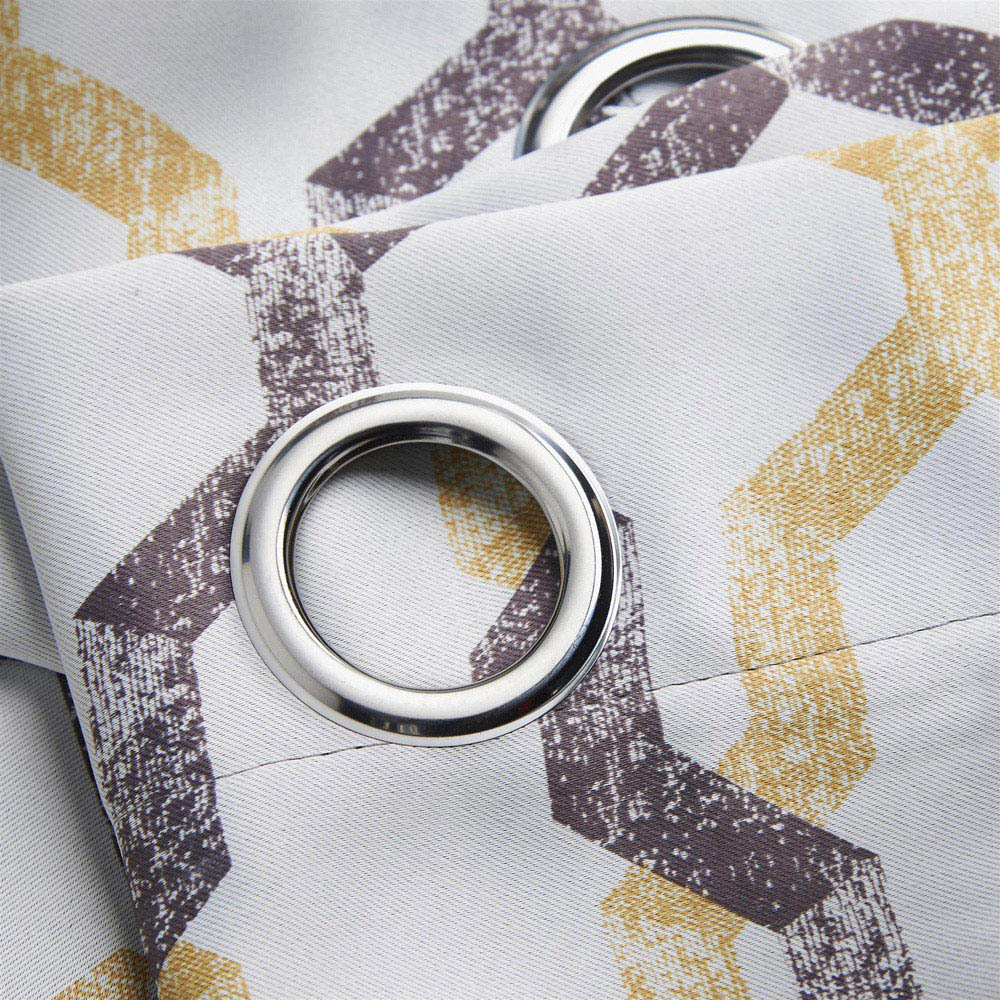 Alan Symonds George Ochre Ring Top Eyelet Curtains 168 x 229cm Image 2