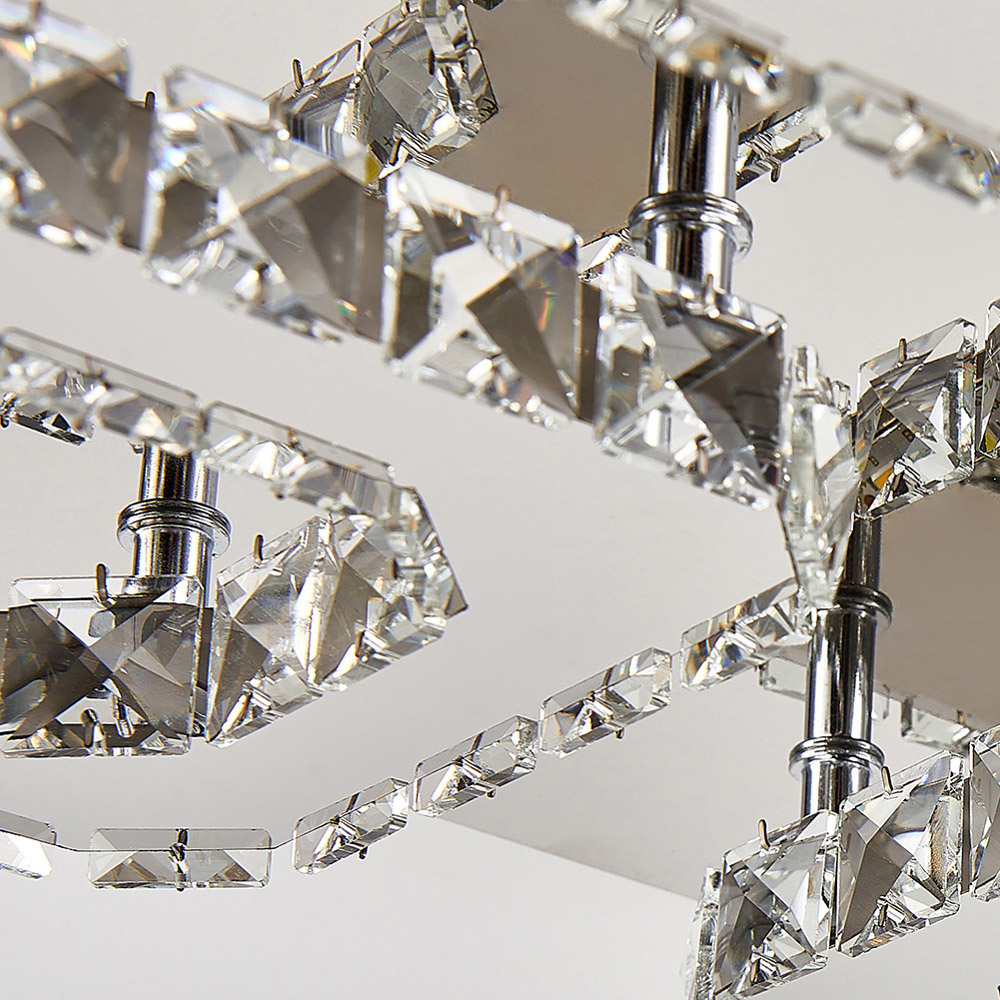 Living and Home 16 inch Square Glamourous Cystal LED Ceiling Light Image 5