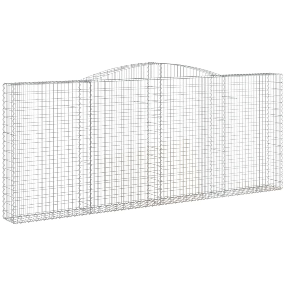 vidaXL Silver Galvanised Iron Arched Gabion Basket 160/180 x 30 x 400cm 3 Pack Image 1