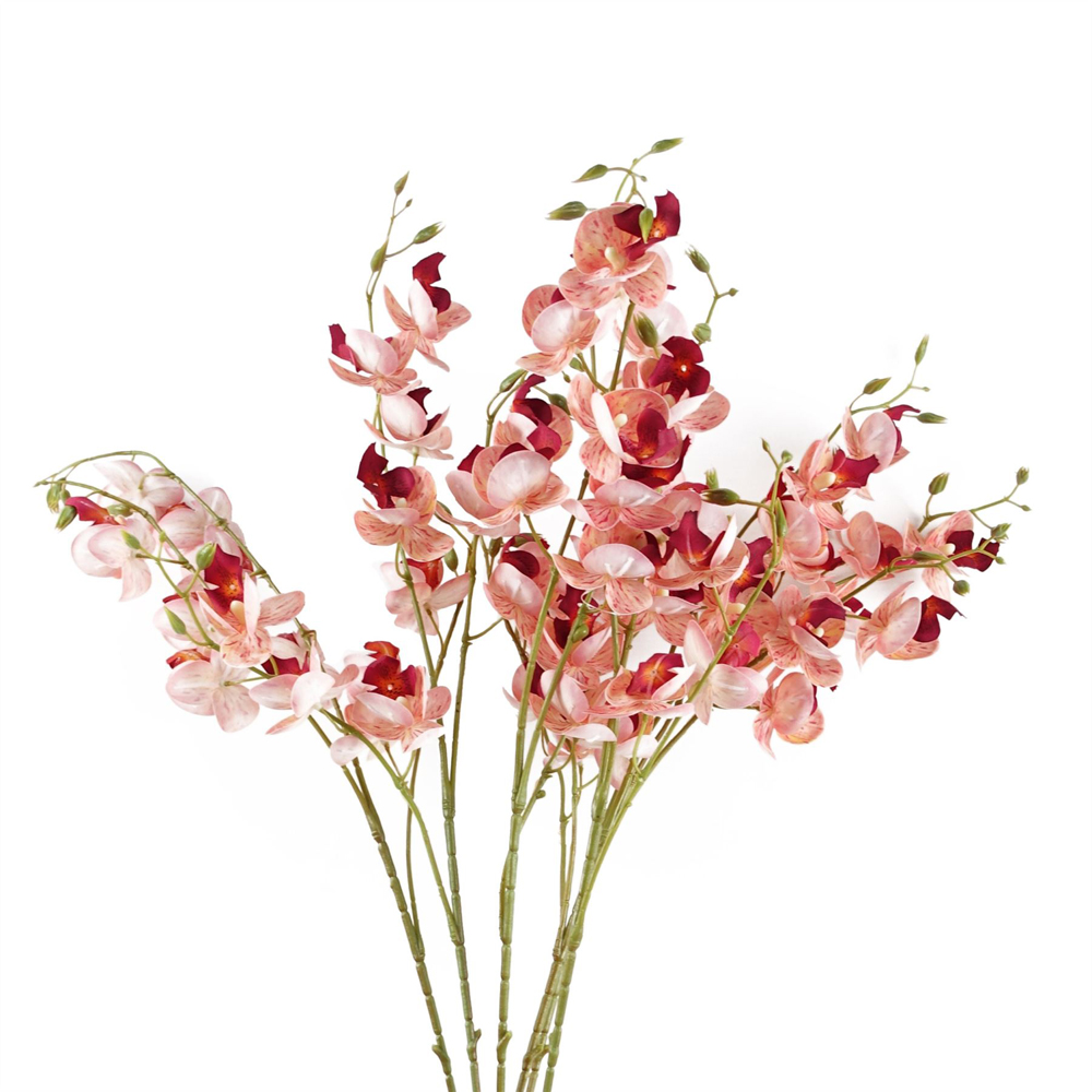 Leaf Pink Mini Orchid Single Stem Artificial Flower 2.6ft 6 Pack Image 4