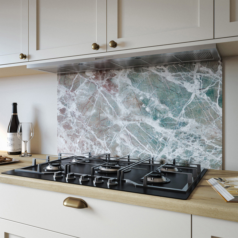 Alloy Rainforest Marble Kitchen Hob Splashback 900 x 800 x 4mm Image 1