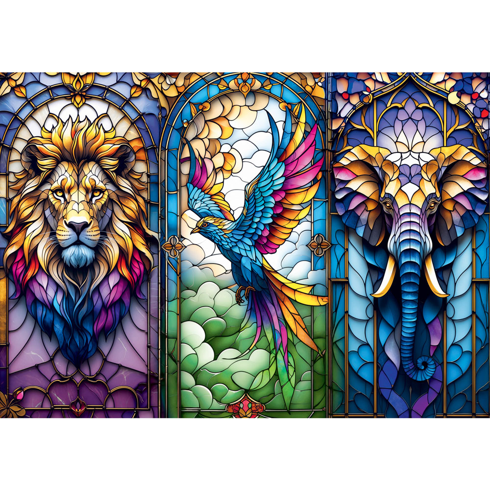 Stained Glass Animals 1000 Piece Jigsaw Puzzle Image 2