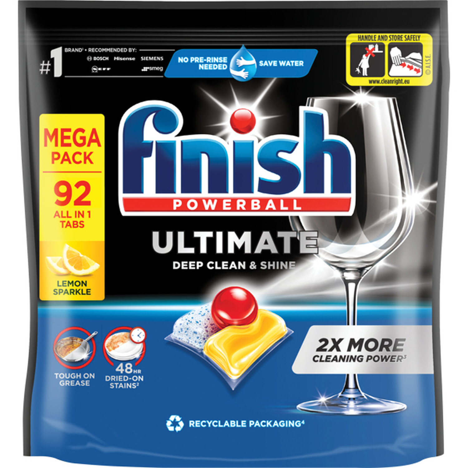 Finish Ultimate Dishwasher Tablets - Lemon Sparkle / 92 Image