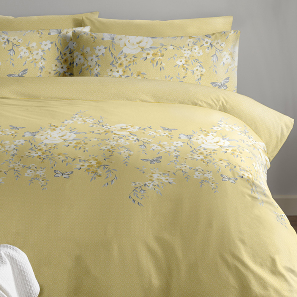 Bellissimo Blossom Border Super King Ochre Duvet Set Image 2