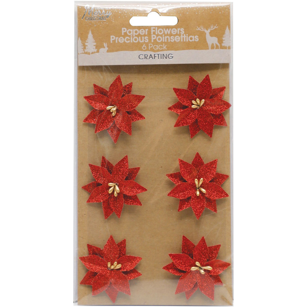 Pack of 6 Paper Flowers Precious Poinsettias Image