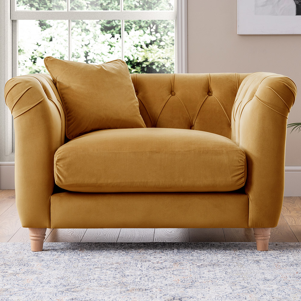 Ochre Velvet Armchair Image 1