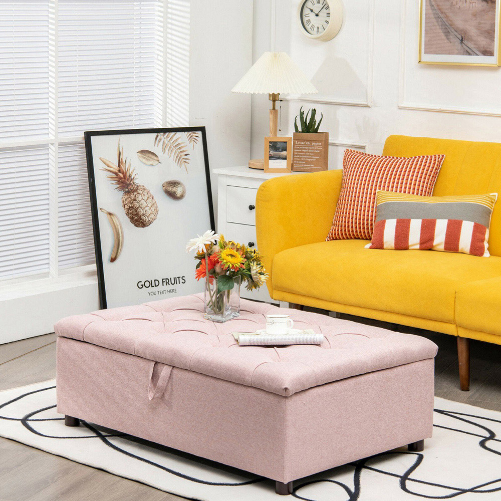 Costway Single Sleeper Pink Convertible Sofa Bed with Mattress Image 3