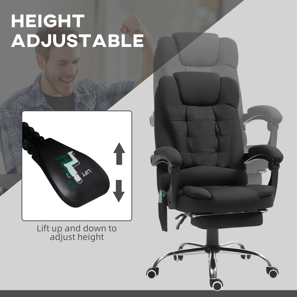 Portland Black Microfibre Upholstery Ergonomic Vibration Massage and Heat Office Chair Image 3