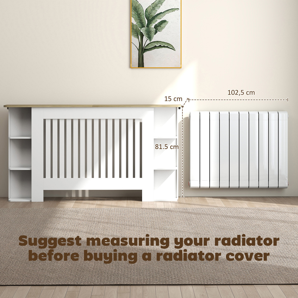 HOMCOM White Vertical Slatted Large Heater Cover Image 8