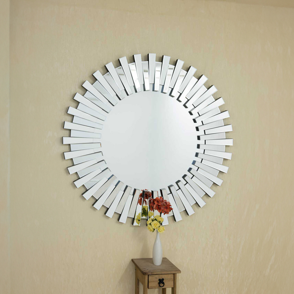 Starburst Stylised All Glass Wall Mirror 120cm Image 4